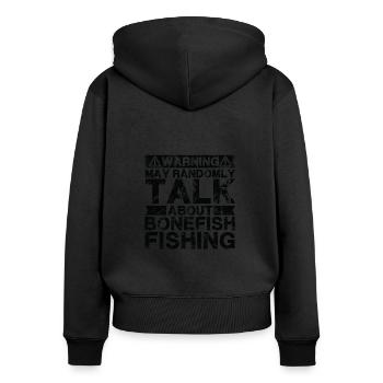 Pêche - Bonefish -Poisson - Sweat à capuche zippé Premium bio Femme - noir - Dos - Julia (174cm)