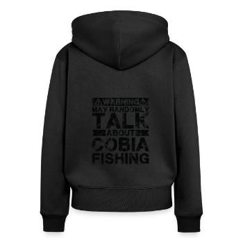 Pêche - Cobia -Poisson - Sweat à capuche zippé Premium bio Femme - noir - Dos - Julia (174cm)