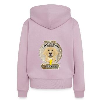 Labrador Dad Beer Lover - Frauen Premium Bio Zip Hoodie - Altrosa - Hinten - Julia (174cm)
