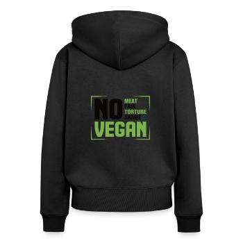Tierschützer Veganer Vegetarier Tierliebhaber Tier - Frauen Premium Bio Zip Hoodie - Schwarz - Hinten - Julia (174cm)