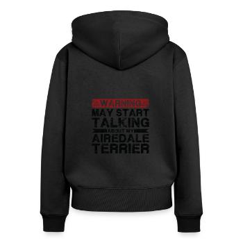 Apropos Airedale-Terrier - Frauen Premium Bio Zip Hoodie - Schwarz - Hinten - Julia (174cm)