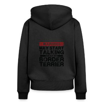 En parlant de Border Terriers - Sweat à capuche zippé Premium bio Femme - noir - Dos - Julia (174cm)