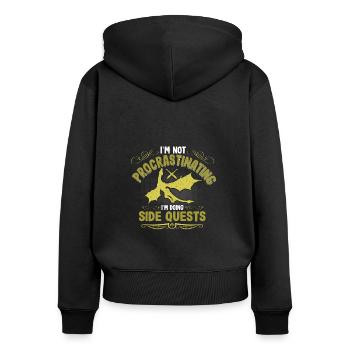 Nicht Asozial, Ich Rollte Mit Niedrigem Charisma - Frauen Premium Bio Zip Hoodie - Schwarz - Hinten - Julia (174cm)