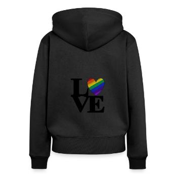 Love Buntes Herz Toleranz LGBT - Frauen Premium Bio Zip Hoodie - Schwarz - Hinten - Julia (174cm)