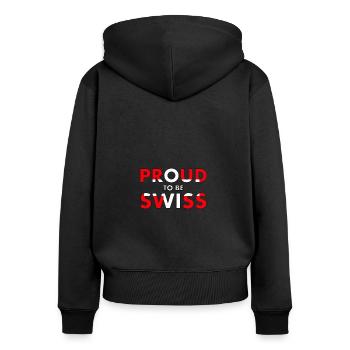 Fier d’être Drapeau Suisse Suisse Pride Drôle - Sweat à capuche zippé Premium bio Femme - noir - Dos - Julia (174cm)
