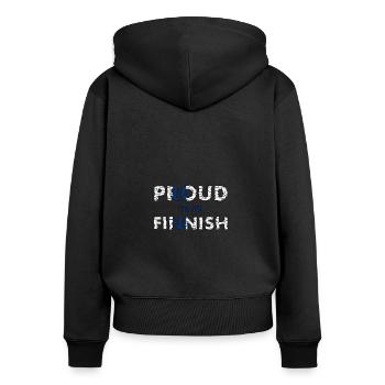 Fier d’être le drapeau finlandais Pride Finland - Sweat à capuche zippé Premium bio Femme - noir - Dos - Julia (174cm)