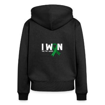 I Won Cancer, Leberkrebs Überlebender - Frauen Premium Bio Zip Hoodie - Schwarz - Hinten - Julia (174cm)