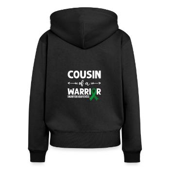 Cousin of A Warrior, Green Loop Dwarfism - Women's Premium Organic Zip Hoodie - black - Back - Julia (174cm)