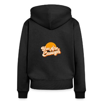 Vous êtes assez, Retro Mental Health - Sweat à capuche zippé Premium bio Femme - noir - Dos - Julia (174cm)