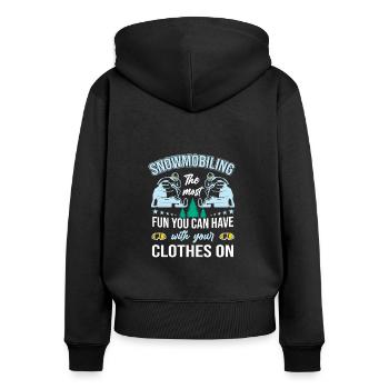 Le plus amusant que vous avez avec les vêtements, la motoneige - Sweat à capuche zippé Premium bio Femme - noir - Dos - Julia (174cm)