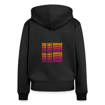 Vous êtes assez, Groovy Mental Health - Sweat à capuche zippé Premium bio Femme - noir - Dos - Julia (174cm)