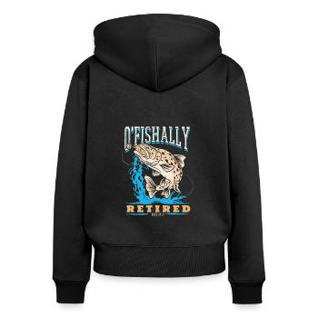 Locataire O’Fishally Retraité 2023 Pension Pêcheur Pêcheur - Sweat à capuche zippé Premium bio Femme - noir - Dos - Julia (174cm)