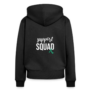 Escouade de soutien, Emerald Loop Cancer du foie - Sweat à capuche zippé Premium bio Femme - noir - Dos - Julia (174cm)