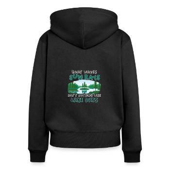 Boat Waves Sun Rays Ain't Nothing Lake Days, See - Frauen Premium Bio Zip Hoodie - Schwarz - Hinten - Julia (174cm)