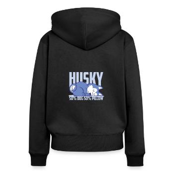 50% Dog 50% Pillow, Husky Dog Lover - Women's Premium Organic Zip Hoodie - black - Back - Julia (174cm)