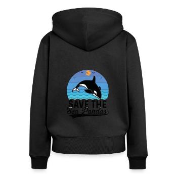 Orca Meeresbiologe Schwertwal Killerwal - Frauen Premium Bio Zip Hoodie - Schwarz - Hinten - Julia (174cm)