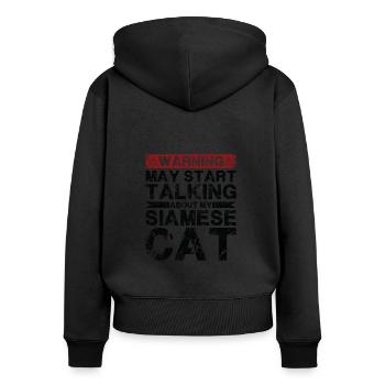 Apropos Siamkatze - Frauen Premium Bio Zip Hoodie - Schwarz - Hinten - Julia (174cm)