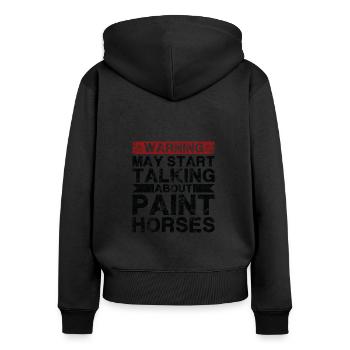 Über Lackpferd Sprechen - Frauen Premium Bio Zip Hoodie - Schwarz - Hinten - Julia (174cm)