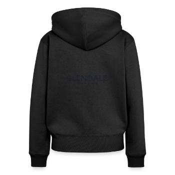 Coordonnées de la ville des États-Unis - Glendale - Sweat à capuche zippé Premium bio Femme - noir - Dos - Julia (174cm)