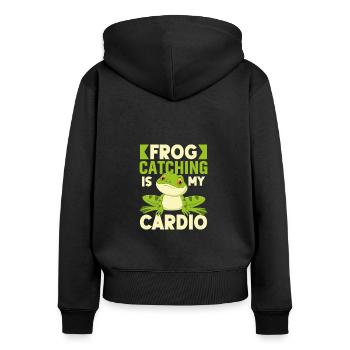 Frog Catching Is My Cardio - Women's Premium Organic Zip Hoodie - black - Back - Julia (174cm)