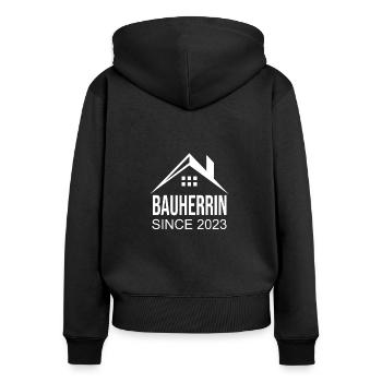 Bauherrin Bauherr 2023 Geschenk Richtfest Hausbau - Frauen Premium Bio Zip Hoodie - Schwarz - Hinten - Julia (174cm)
