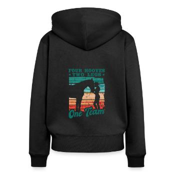 Reiterin Reiten Four Hooves Two Legs One Team - Frauen Premium Bio Zip Hoodie - Schwarz - Hinten - Julia (174cm)
