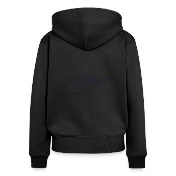 Coordonnées de la ville des États-Unis - Huntsville - Sweat à capuche zippé Premium bio Femme - noir - Dos - Julia (174cm)