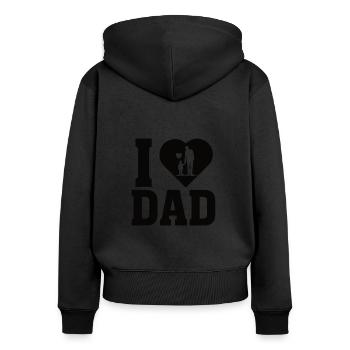 Meilleur monde Père Père Couple Couples Parents Papa papa - Sweat à capuche zippé Premium bio Femme - noir - Dos - Julia (174cm)