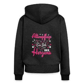 Altenpflegerin Altenpflege ein Job des Herzens - Frauen Premium Bio Zip Hoodie - Schwarz - Hinten - Julia (174cm)