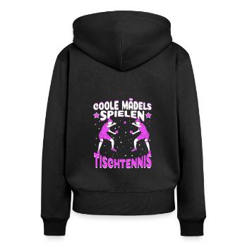 Tischtennisspielerin Coole Mädels spielen Tischten - Frauen Premium Bio Zip Hoodie - Schwarz - Hinten - Julia (174cm)