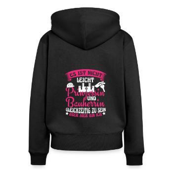 Bauherrin Prinzessin Hausbau Baustelle - Frauen Premium Bio Zip Hoodie - Schwarz - Hinten - Julia (174cm)