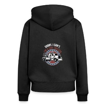 Sorry I Can't I'm A Tow Trucker, Abschleppwagen - Frauen Premium Bio Zip Hoodie - Schwarz - Hinten - Julia (174cm)