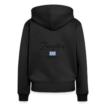 Vacances avec drapeau grec - Zakynthos Island - Sweat à capuche zippé Premium bio Femme - noir - Dos - Julia (174cm)