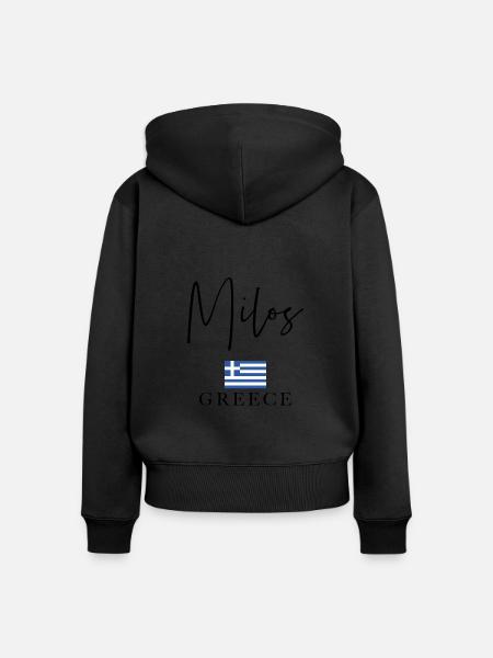 Vacances avec drapeau grec - Île de Milos - Sweat à capuche zippé Premium bio Femme - noir