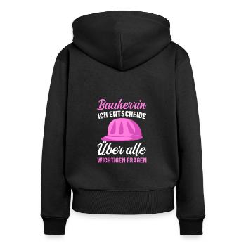 Bauherrin Hausbau Ich entscheide - Frauen Premium Bio Zip Hoodie - Schwarz - Hinten - Julia (174cm)