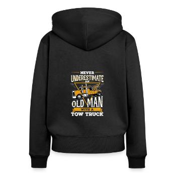 Never Underestimate An Old Man With A Tow Truck - Frauen Premium Bio Zip Hoodie - Schwarz - Hinten - Julia (174cm)