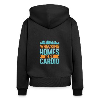 Détruire des maisons est mon cardio - Sweat à capuche zippé Premium bio Femme - noir - Dos - Julia (174cm)