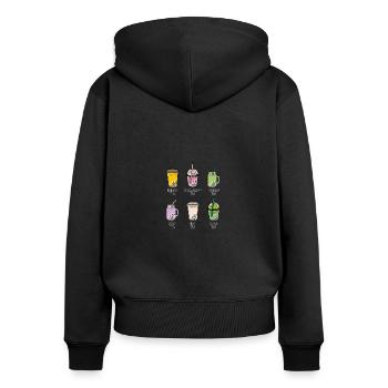 Boba Tea Flavors, Japanese Kawaii Anime Bubble Tea - Frauen Premium Bio Zip Hoodie - Schwarz - Hinten - Julia (174cm)