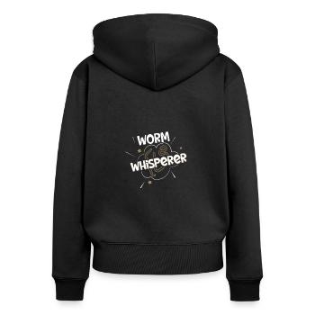 Worm Whisperer, Worm Farmer Vermiculture - Women's Premium Organic Zip Hoodie - black - Back - Julia (174cm)