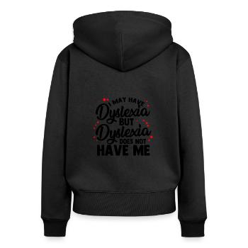 Dyslexic Dyslexia Awareness - Women's Premium Organic Zip Hoodie - black - Back - Julia (174cm)