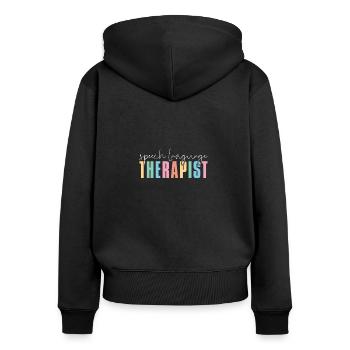 Speech-Language Pathology Speech Therapist - Women's Premium Organic Zip Hoodie - black - Back - Julia (174cm)