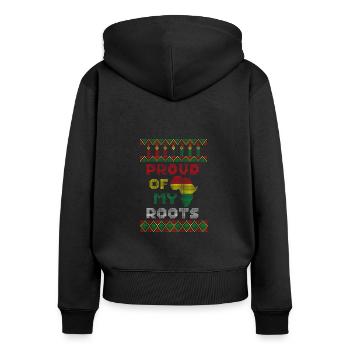 Proud Of My Roots, Kwanzaa Ugly Christmas Sweater - Women's Premium Organic Zip Hoodie - black - Back - Julia (174cm)