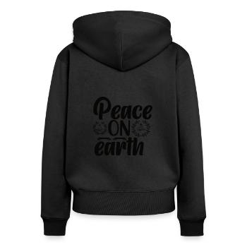 Paix Paix Amour Paix Mondiale Paix - Sweat à capuche zippé Premium bio Femme - noir - Dos - Julia (174cm)