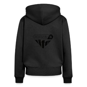 Cadeau de programmeur développeur de logiciels - Sweat à capuche zippé Premium bio Femme - noir - Dos - Julia (174cm)