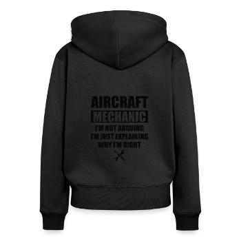 Flugzeugmechaniker Mechnaiker Held Flugzeug - Frauen Premium Bio Zip Hoodie - Schwarz - Hinten - Julia (174cm)