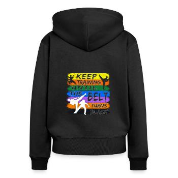 Keep training until your belt turns black - Women's Premium Organic Zip Hoodie - black - Back - Julia (174cm)