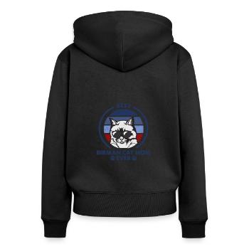 Katzenmama - Birman Katze - Frauen Premium Bio Zip Hoodie - Schwarz - Hinten - Julia (174cm)