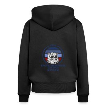Cat Dad - Chat exotique à poil court - Sweat à capuche zippé Premium bio Femme - noir - Dos - Julia (174cm)