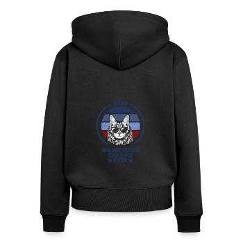 Papa chat - Maine Coon Cat - Sweat à capuche zippé Premium bio Femme - noir - Dos - Julia (174cm)