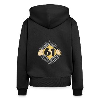 61 HEMD AUFZIEHEN - Frauen Premium Bio Zip Hoodie - Schwarz - Hinten - Julia (174cm)